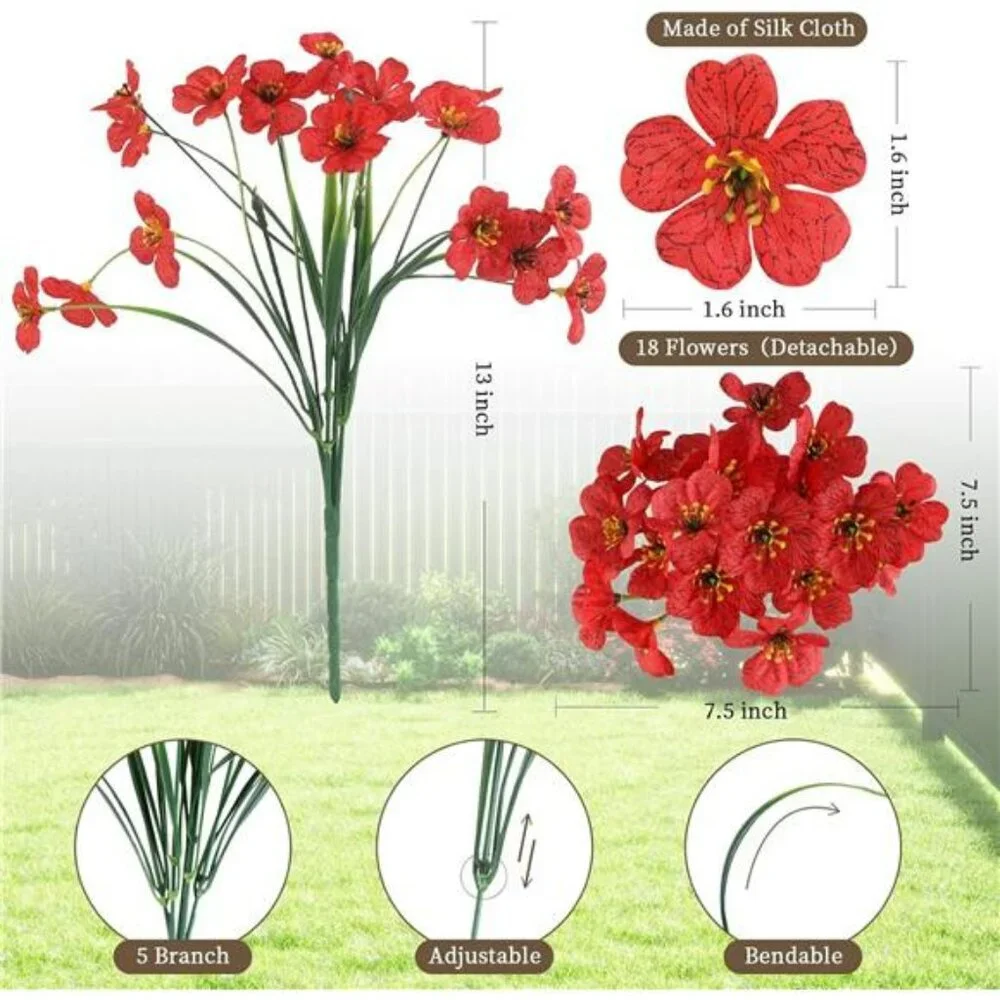 Artificial Flowers Outdoor Indoor UV Resistant Bulk Bundle Garden Porch Decor